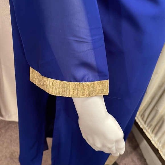 DAMINIS DRESS SIZE 42 ROYAL BLUE GOLD STITCHING & BEADING - Picture 5 of 7